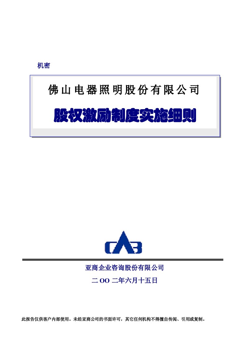 照明股份有限公司股权激励制度实施细则