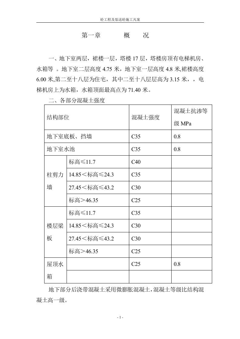 砼施工组织设计方案