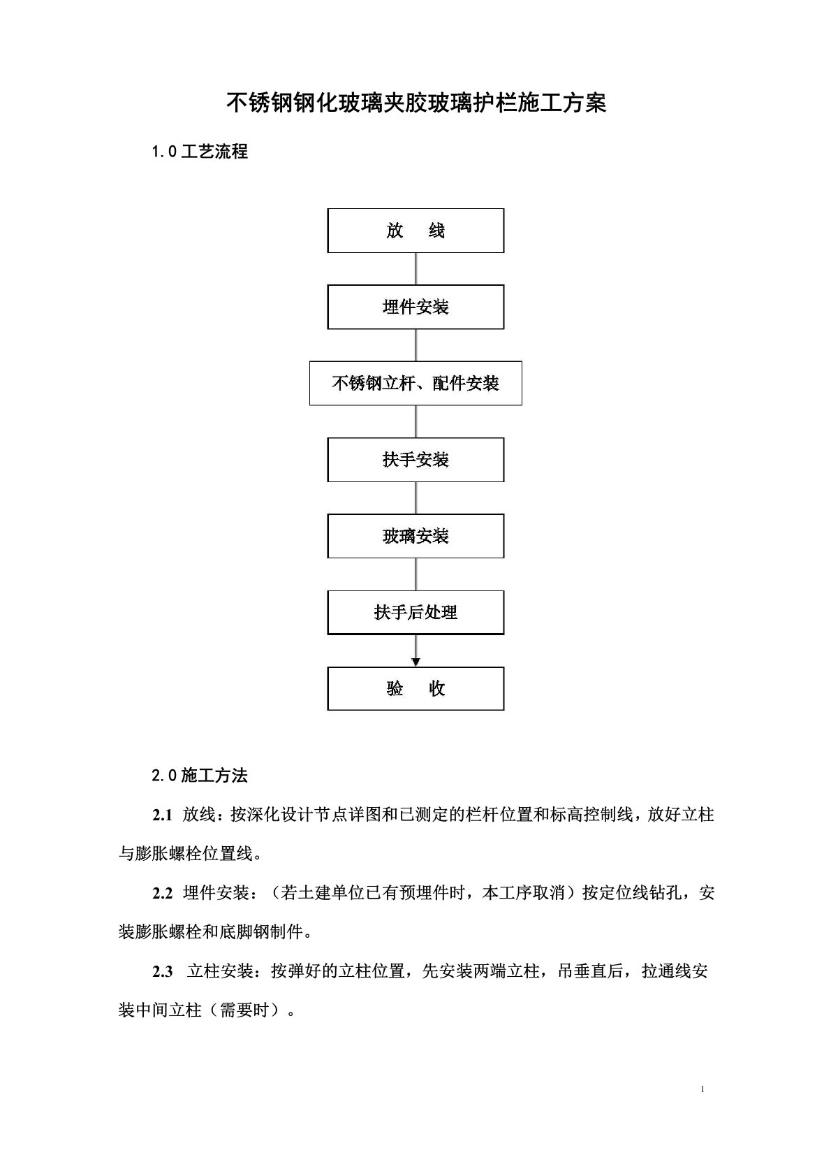 不锈钢钢化玻璃夹胶玻璃护栏施工方案