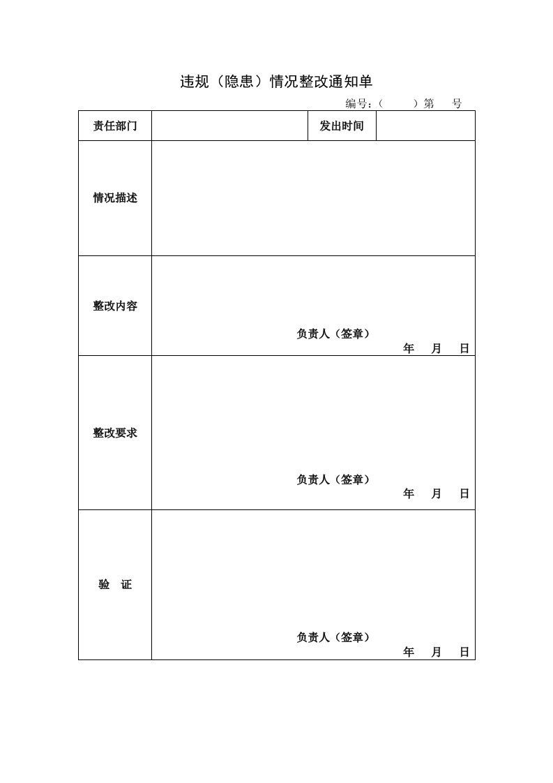 航空物流公司违规（隐患）情况整改通知单