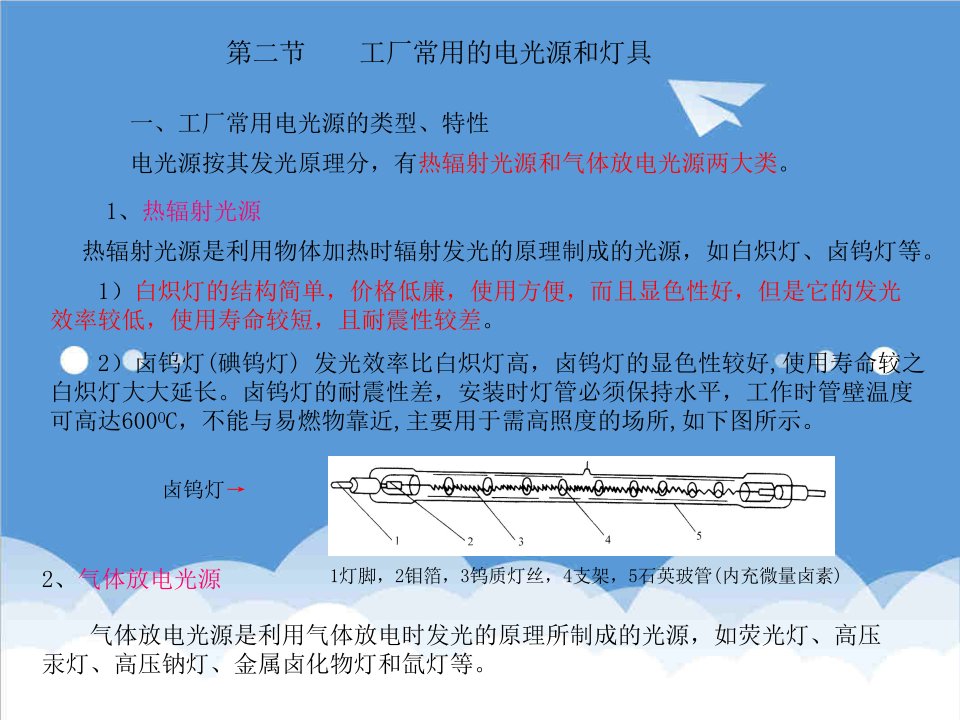 工厂管理-第二节工厂常用的电光源和灯具内蒙古科技大学高等职业技术