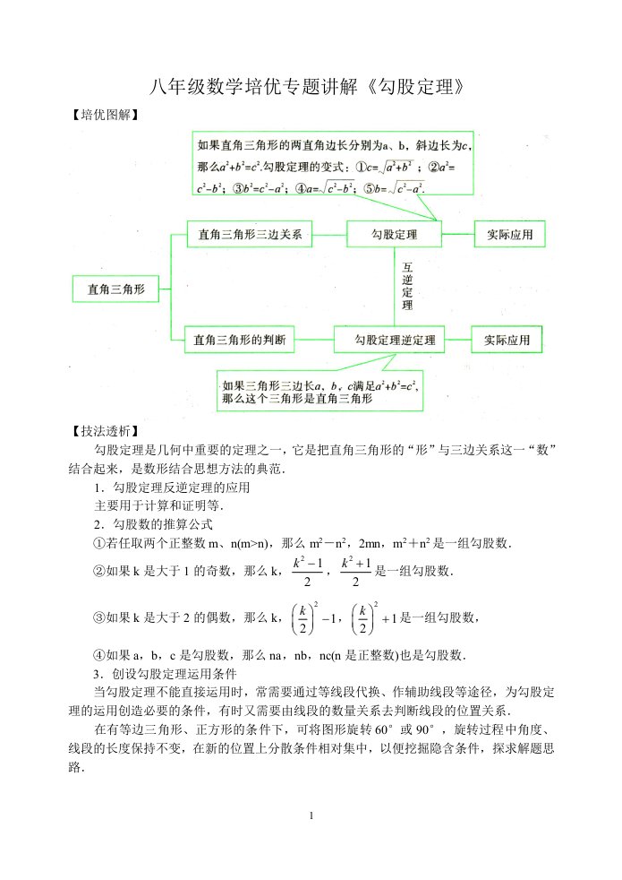 八年级数学培优专题讲解勾股定理