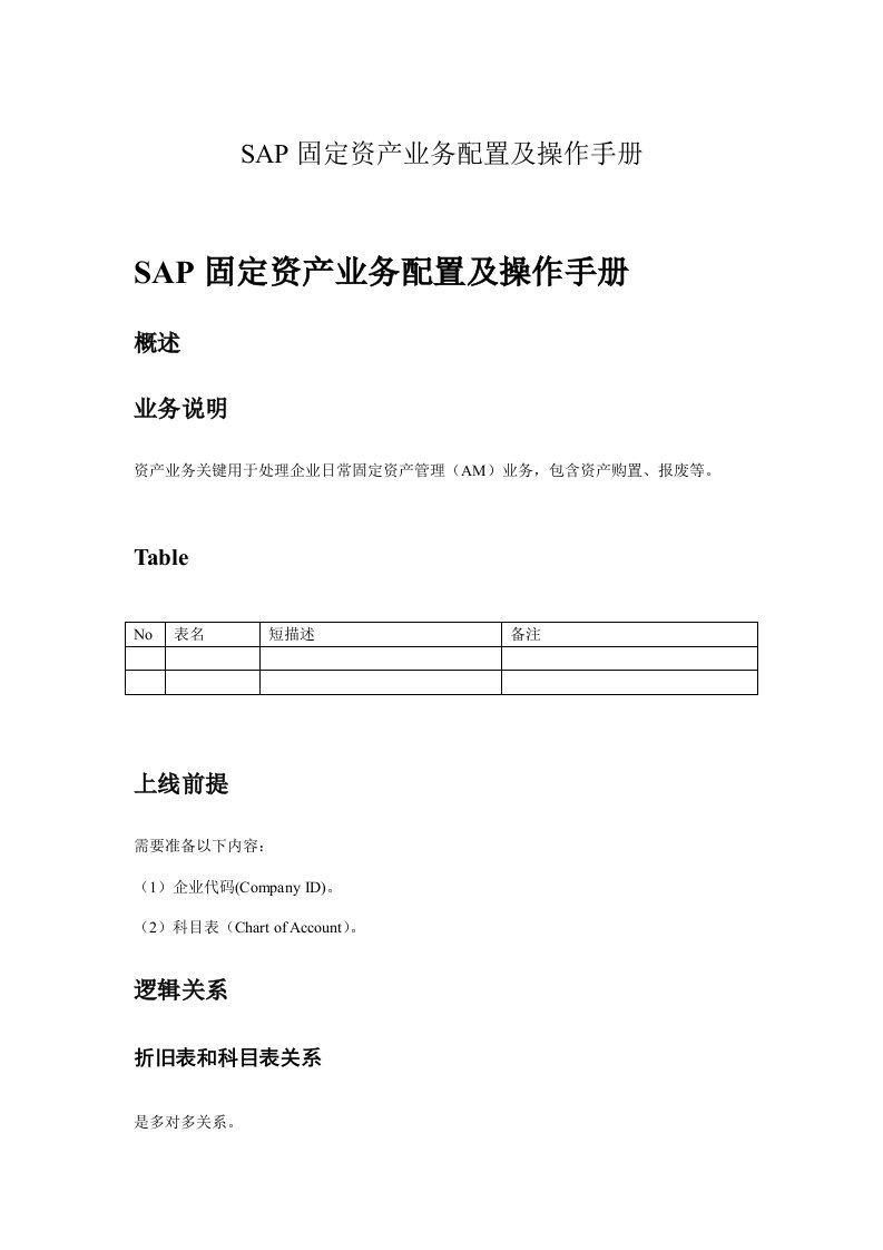 2021年SAP固定资产业务配置及操作基础手册