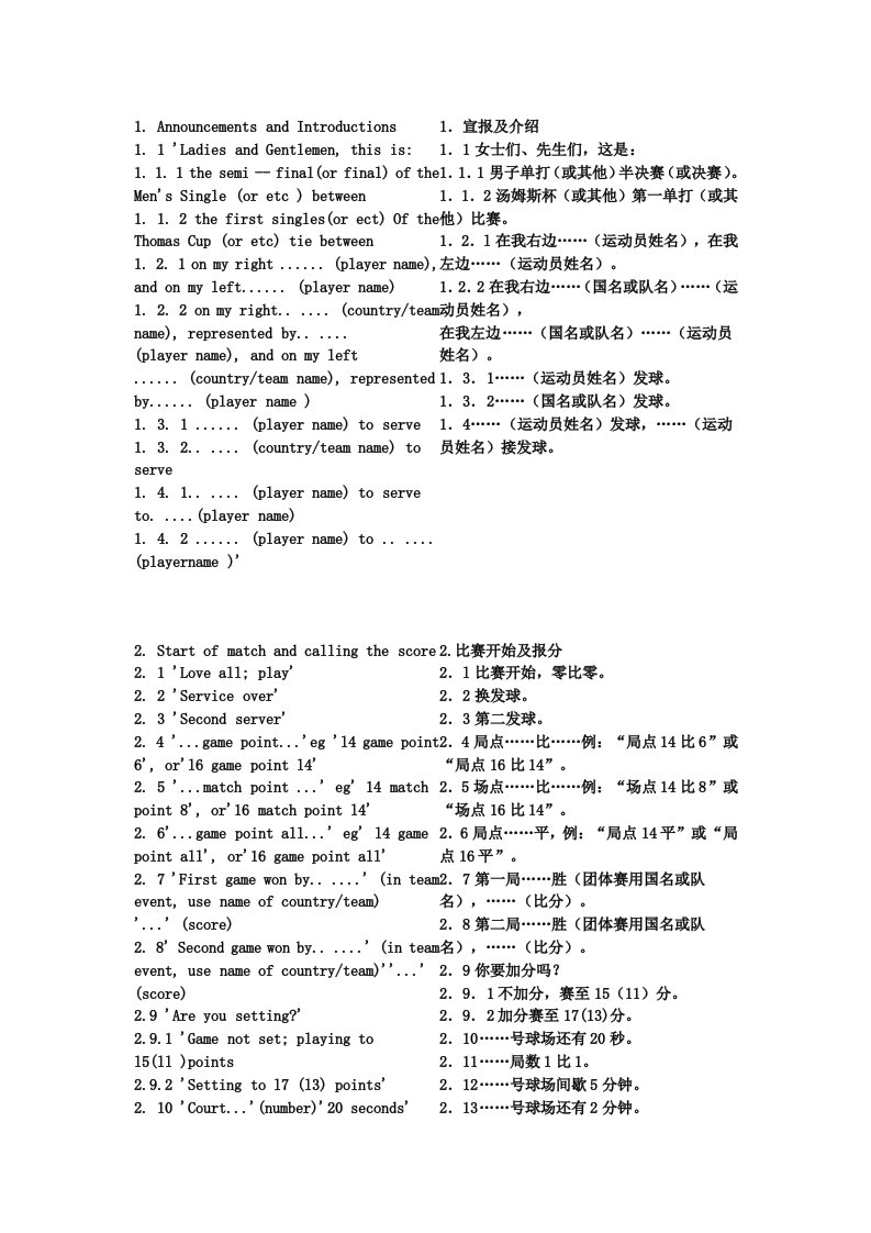 国际羽联《羽毛球比赛规则》