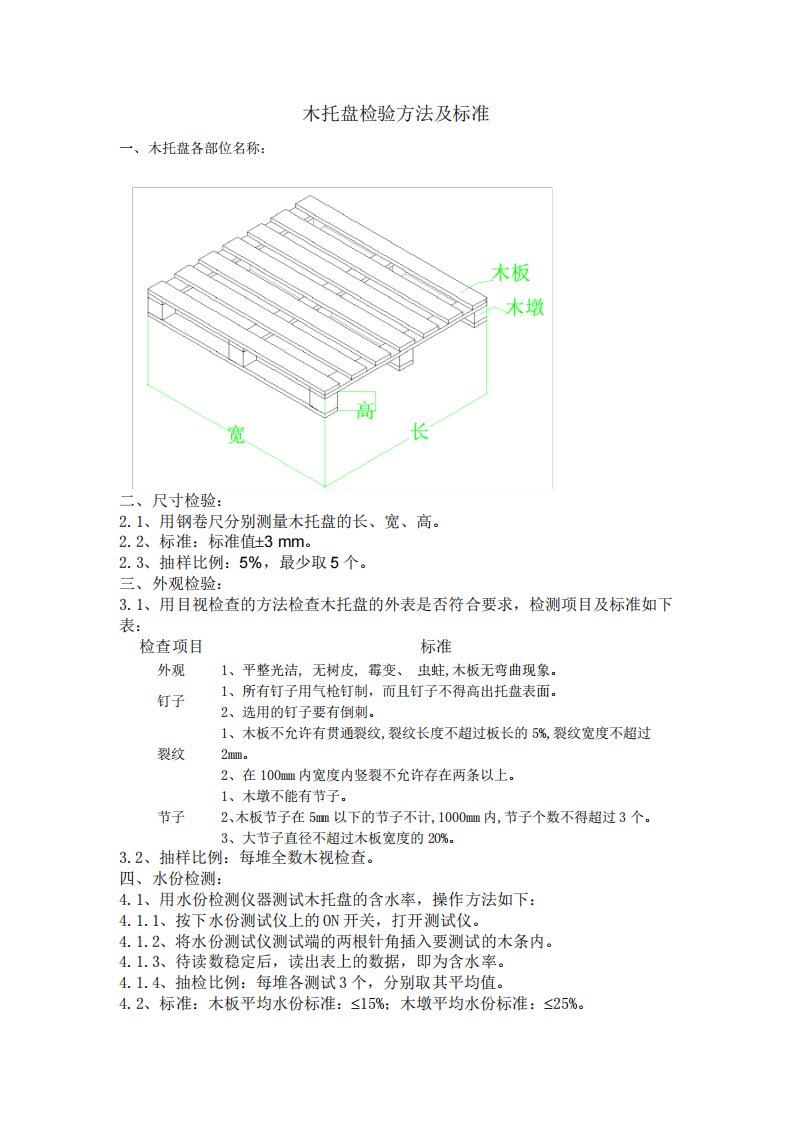 木托盘检验方法及标准