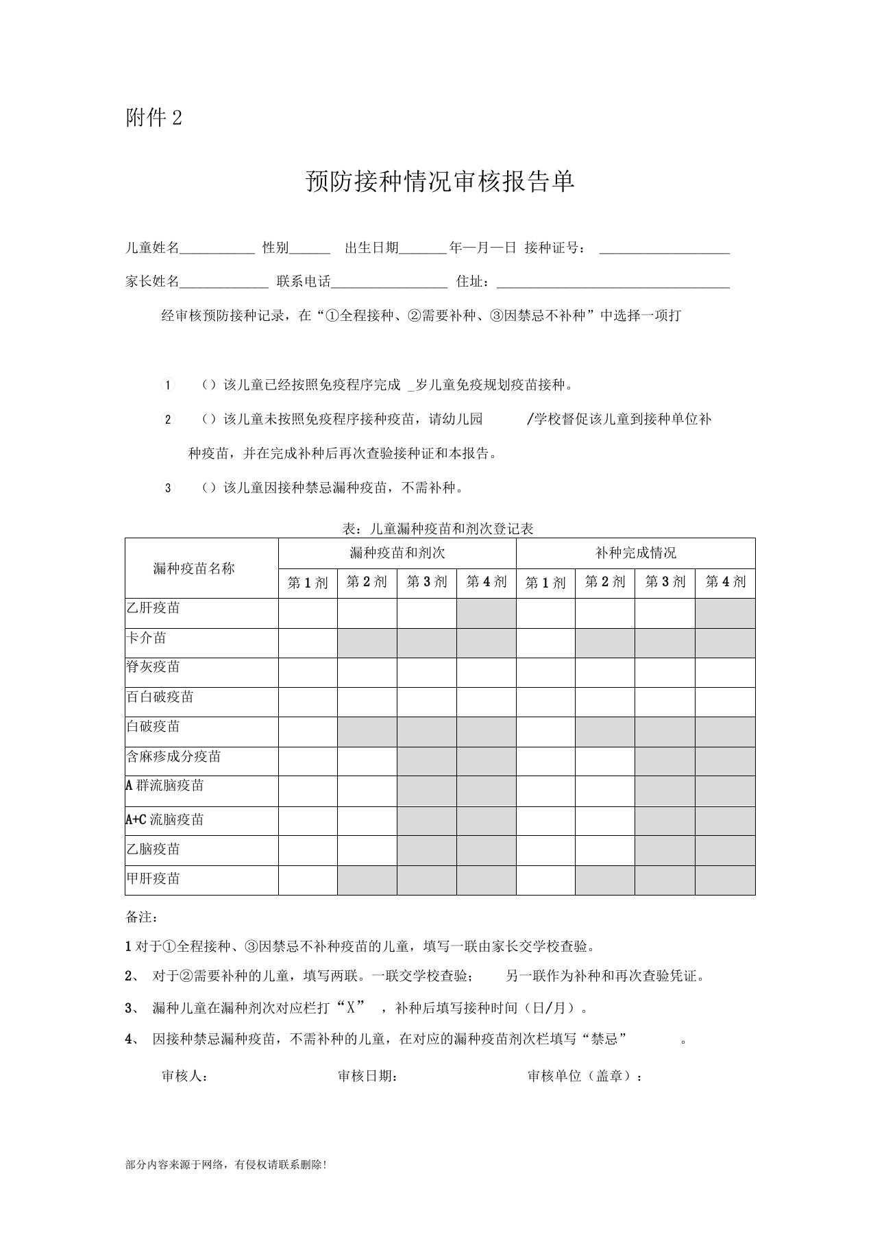 预防接种情况审核报告单最新版