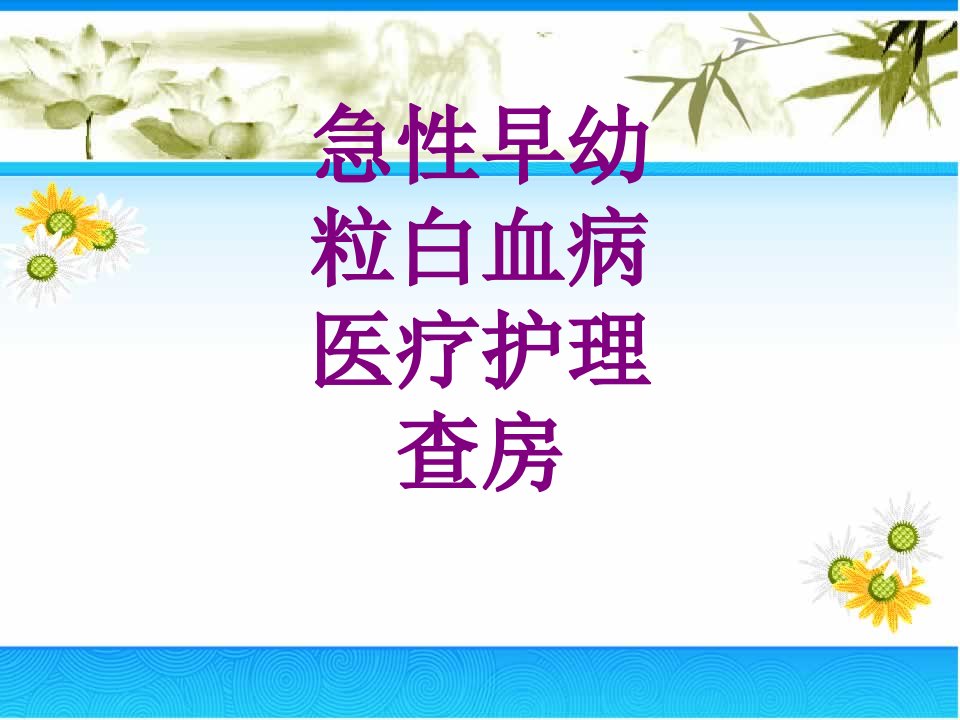 急性早幼粒白血病护理查房培训ppt课件