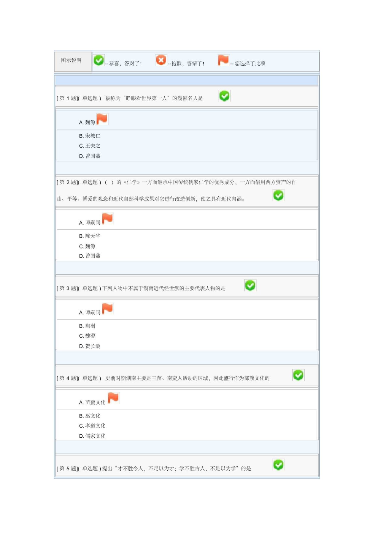 2018年春季省开课程网络形考湖湘文化第3次作业(综合)