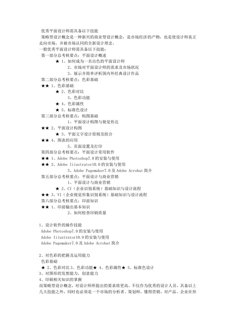 优秀平面设计师需具备以下技能