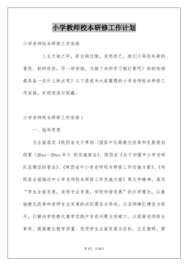 小学教师校本研修工作计划例文