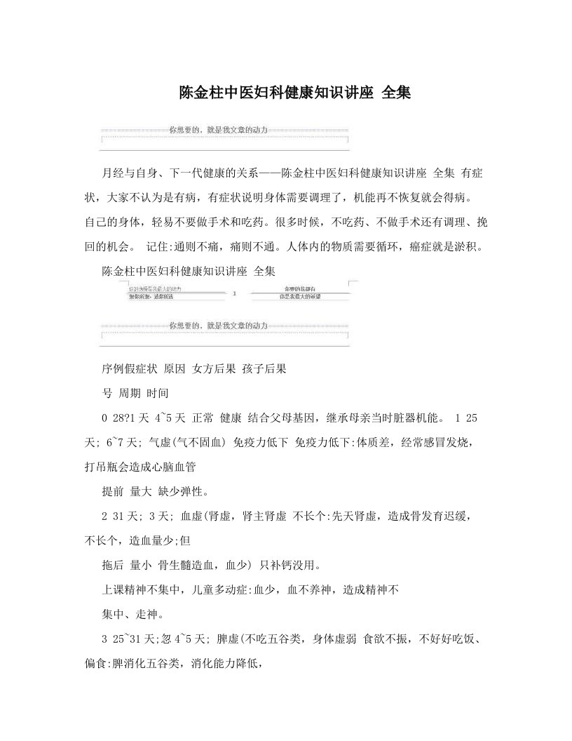 qoaAAA陈金柱中医妇科健康知识讲座+全集