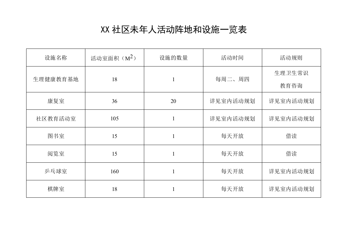 未成年人活动设施