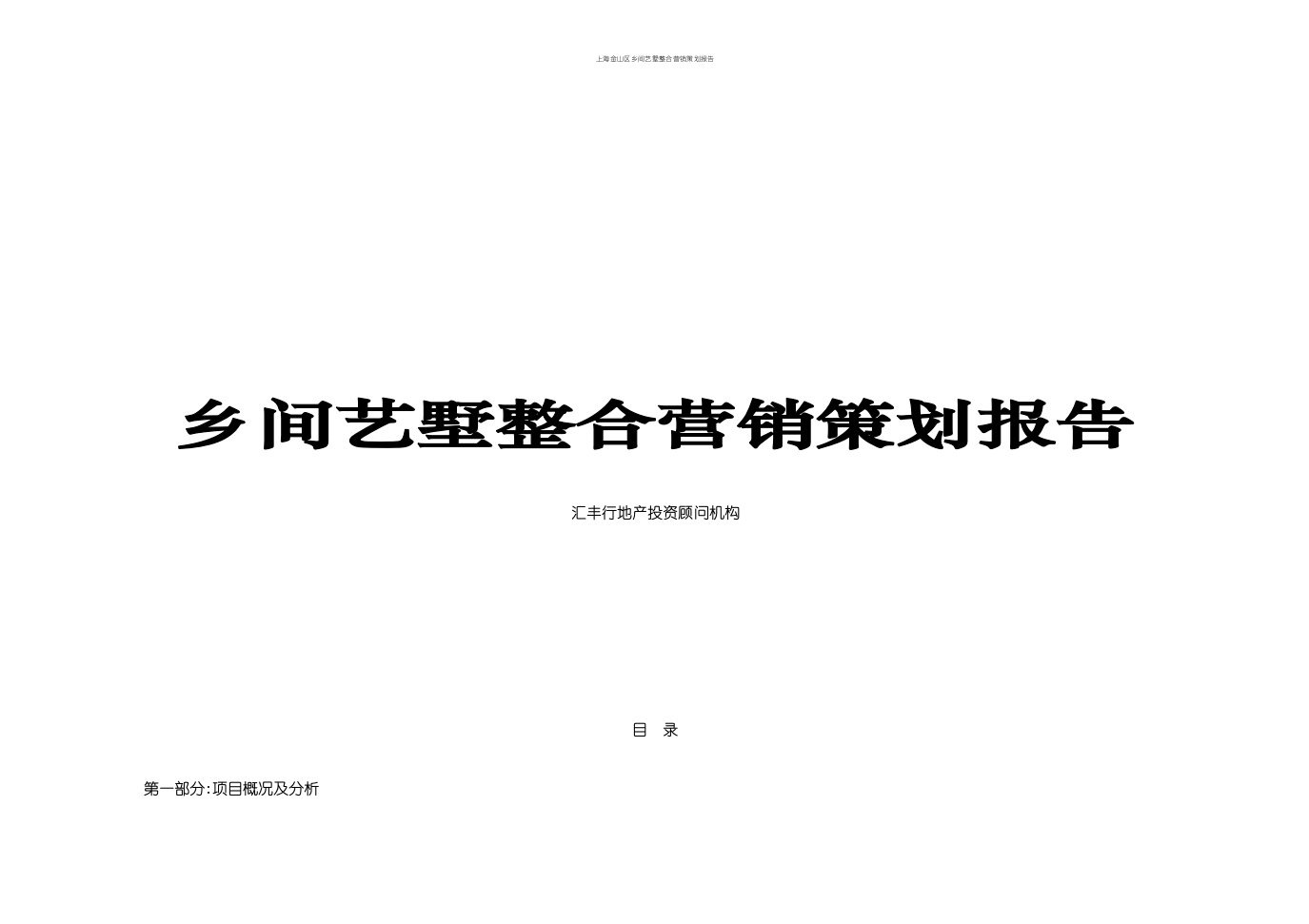 上海金山区乡间艺墅整合营销策划报告