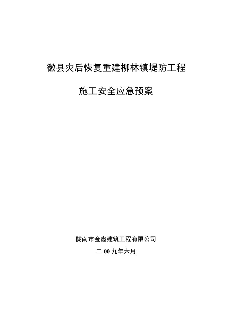 柳林镇河堤工程安全应急预案