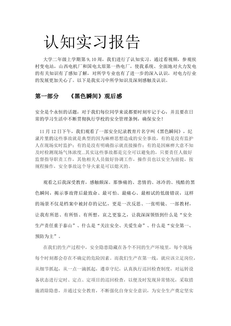 认知实习报告,一万字