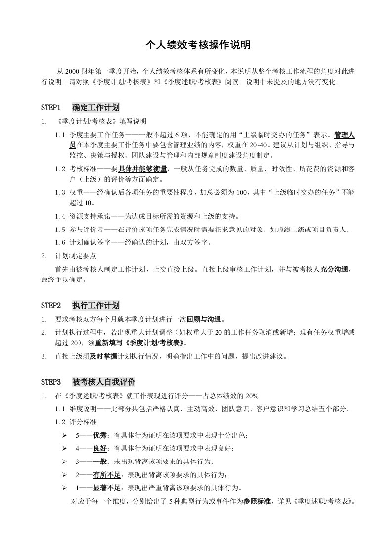 精品文档-某公司个人绩效考核操作说明