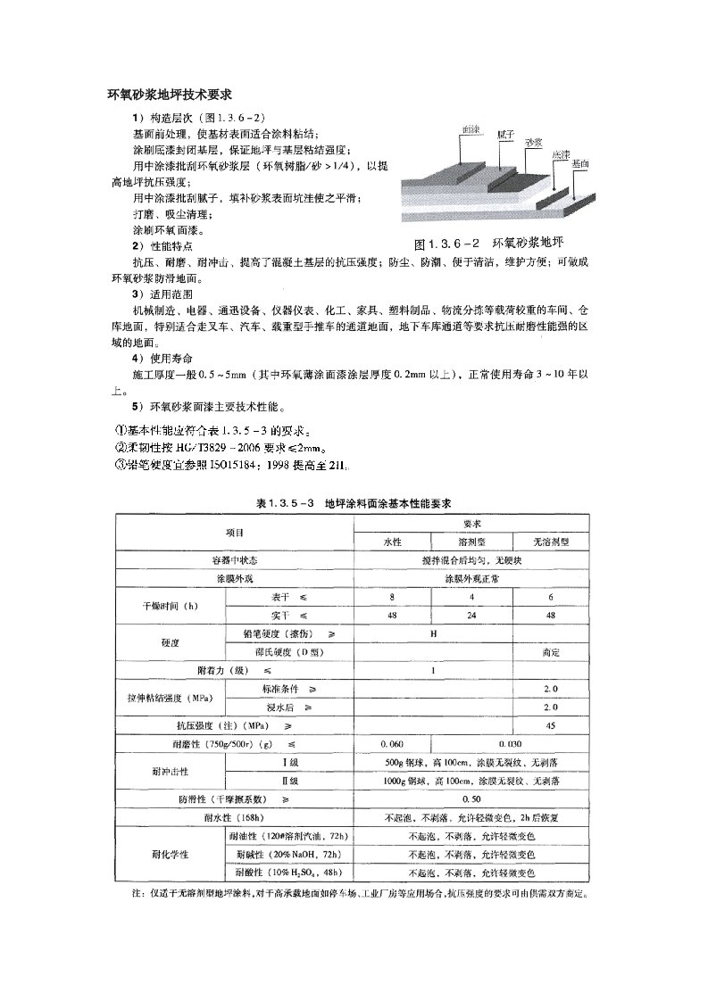 环氧砂浆地坪技术要求