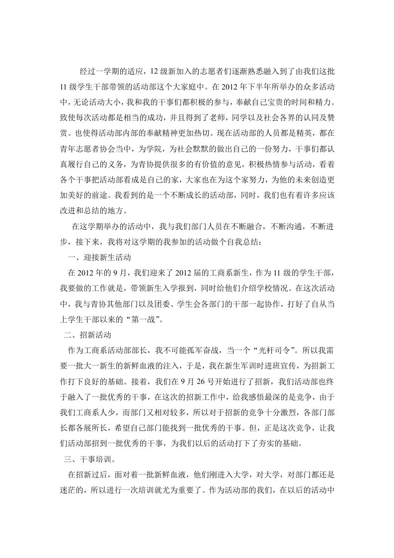 青年志愿者活动总结