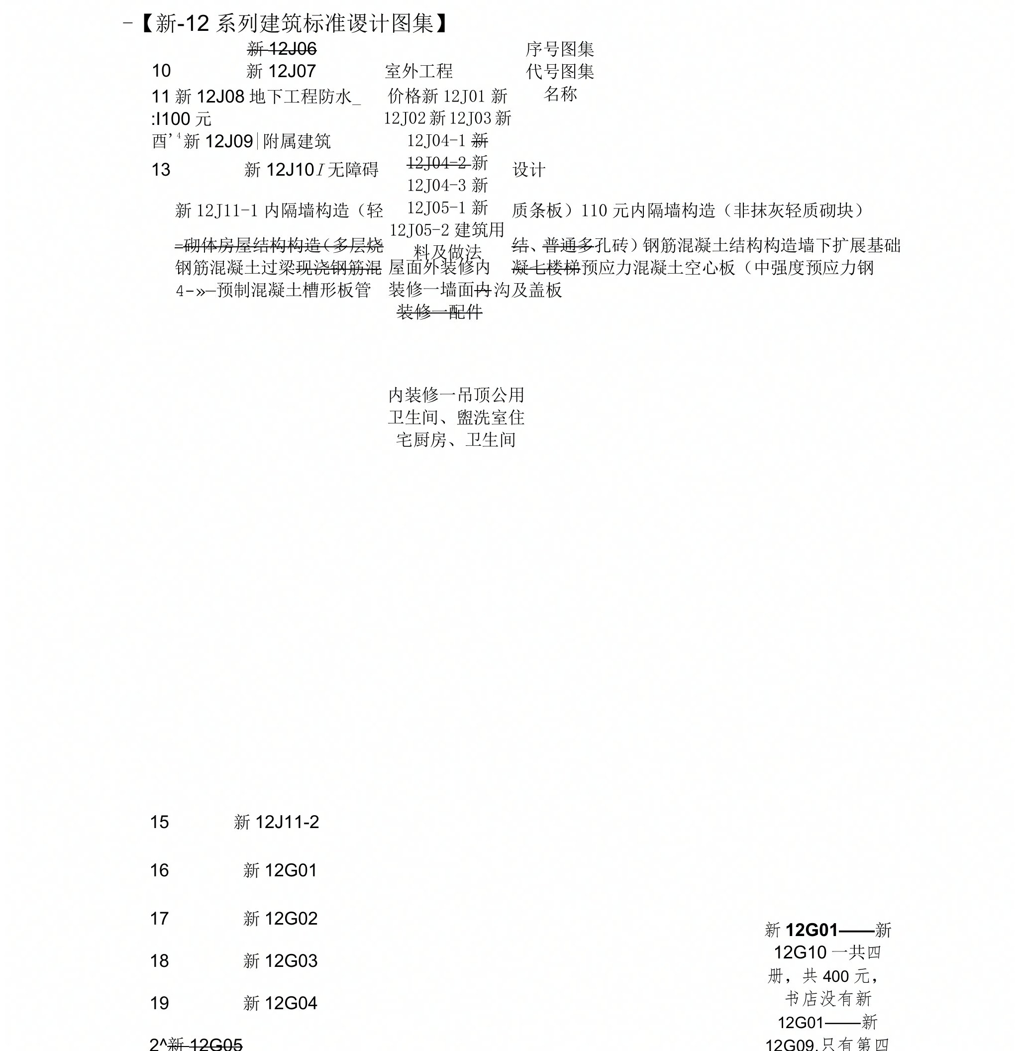 新-12系列建筑标准设计图集