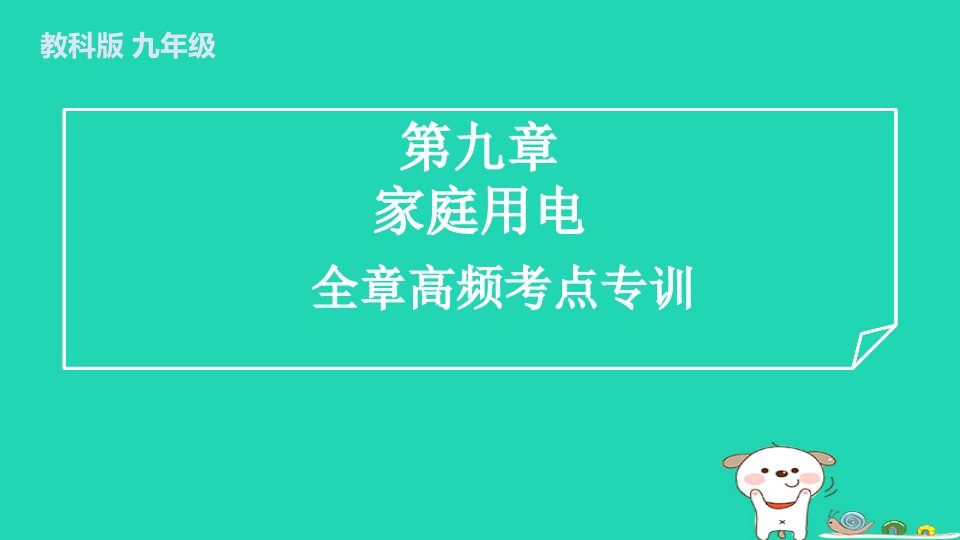 2024九年级物理下册第9章家庭用电高频考点专训课件新版教科版