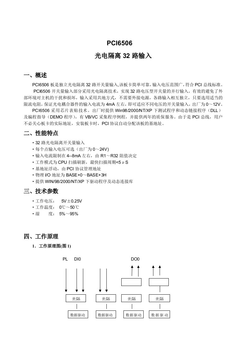 PCI6506开关量采集卡说明书