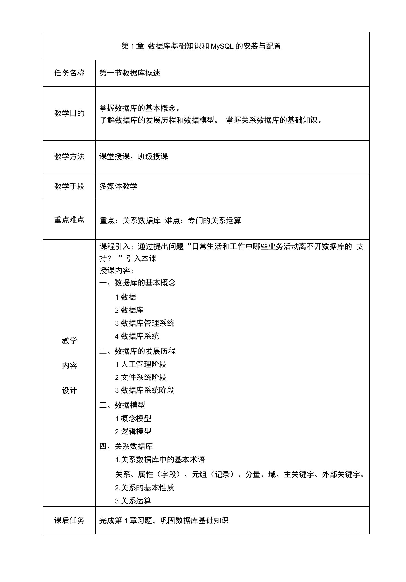 《MySQL数据库实用教程》电子教案