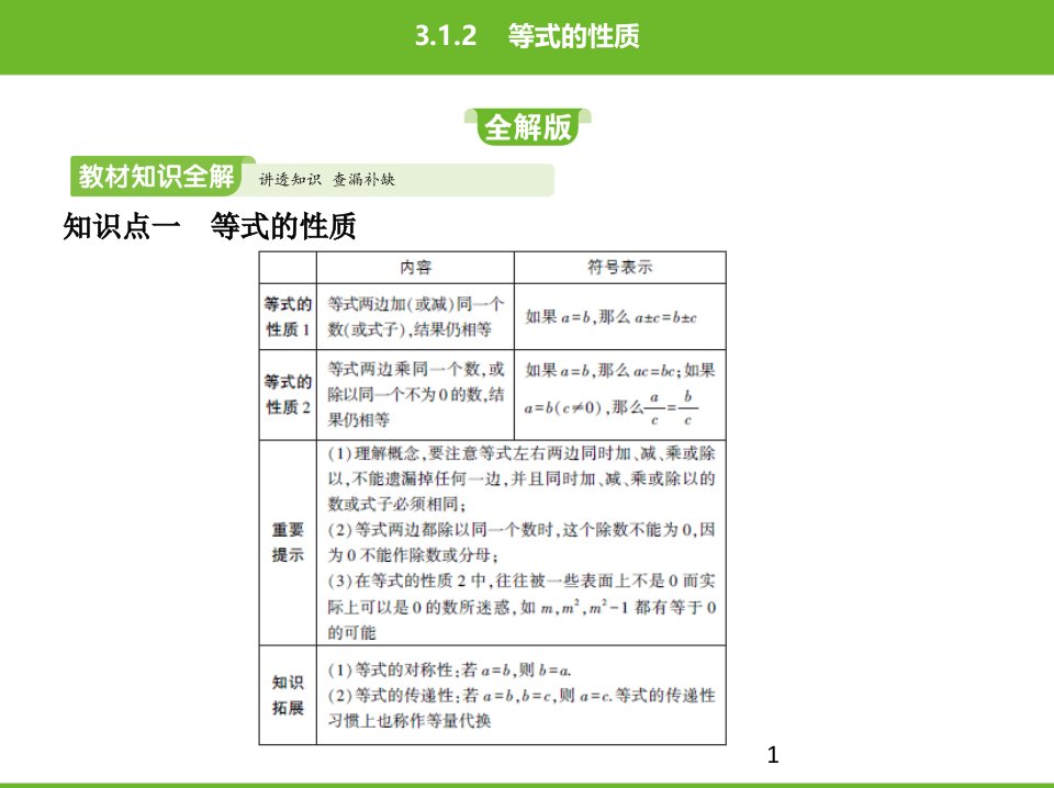 人教版数学七年级上册第三章一元一次方程等式的性质课件