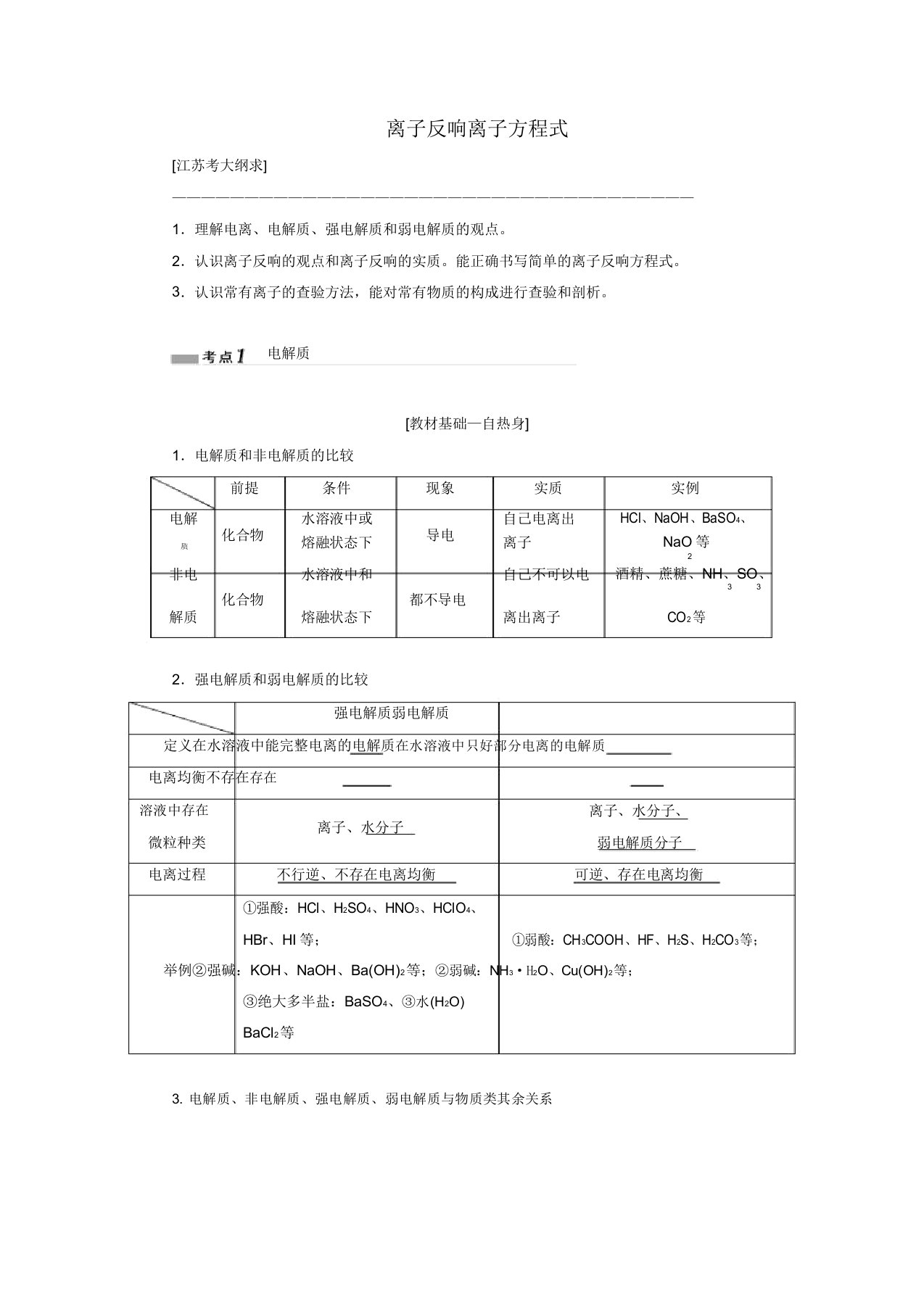 2020版高考化学一轮复习专题一第三讲离子反应离子方程式讲义(含解析)