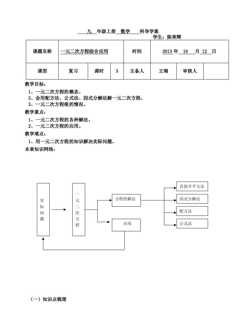 一元二次方程综合应用导学案