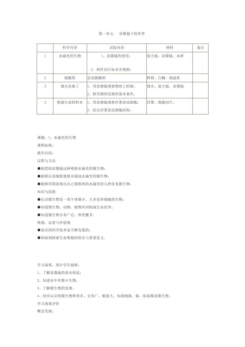 苏教版六年级上册科学教案(详细)