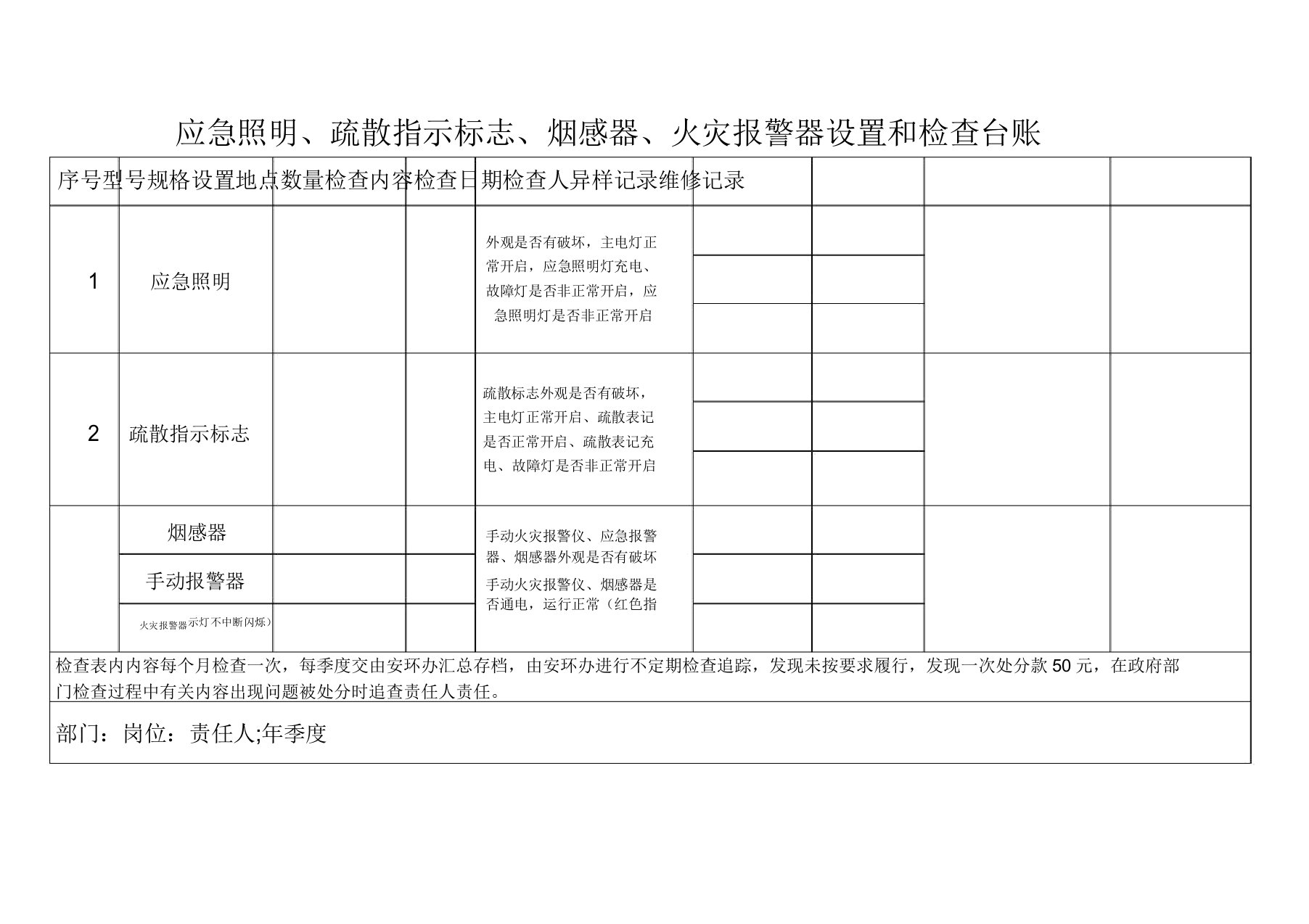 消防设施日常维保台账