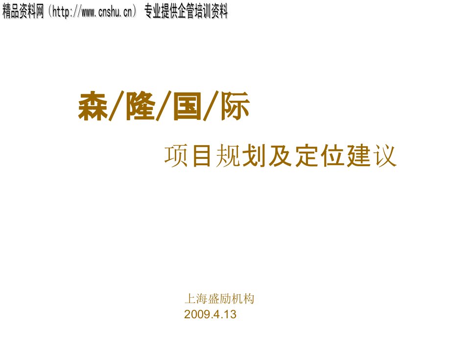 房地产规划-森隆国际地产项目规划及定位建议