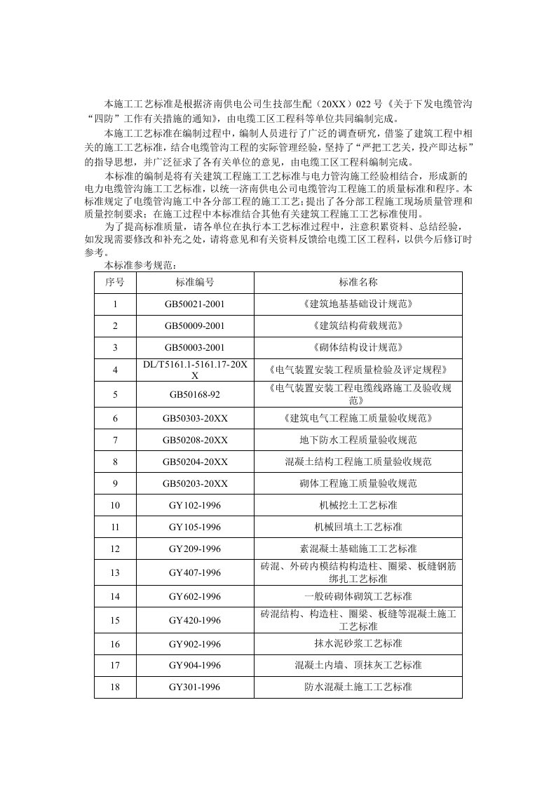 电力行业-电缆管沟的施工工艺和标准