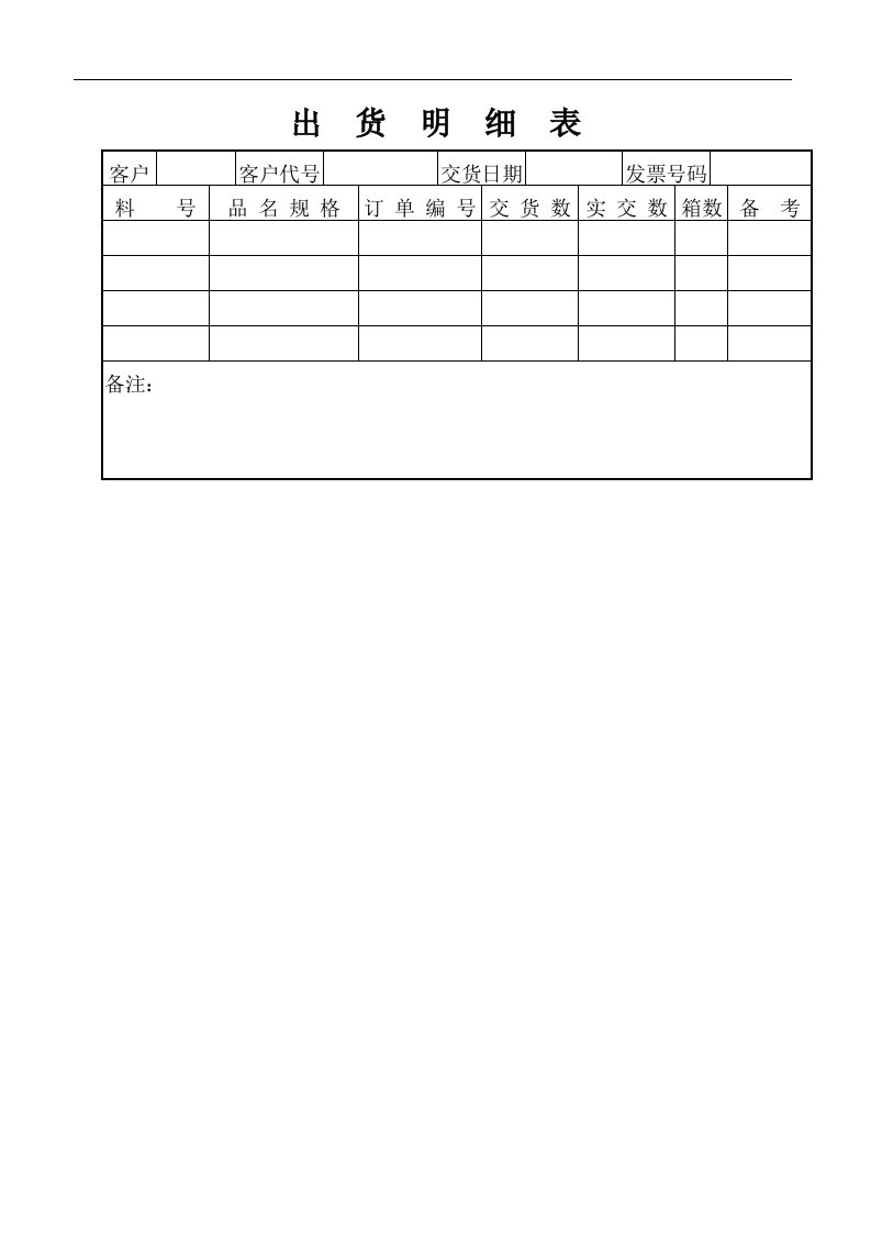 某股份公司出货明细表