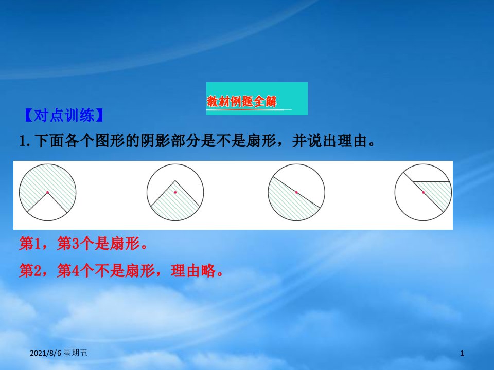 人教版五年级数学下册六圆2扇形的认识课件苏教228