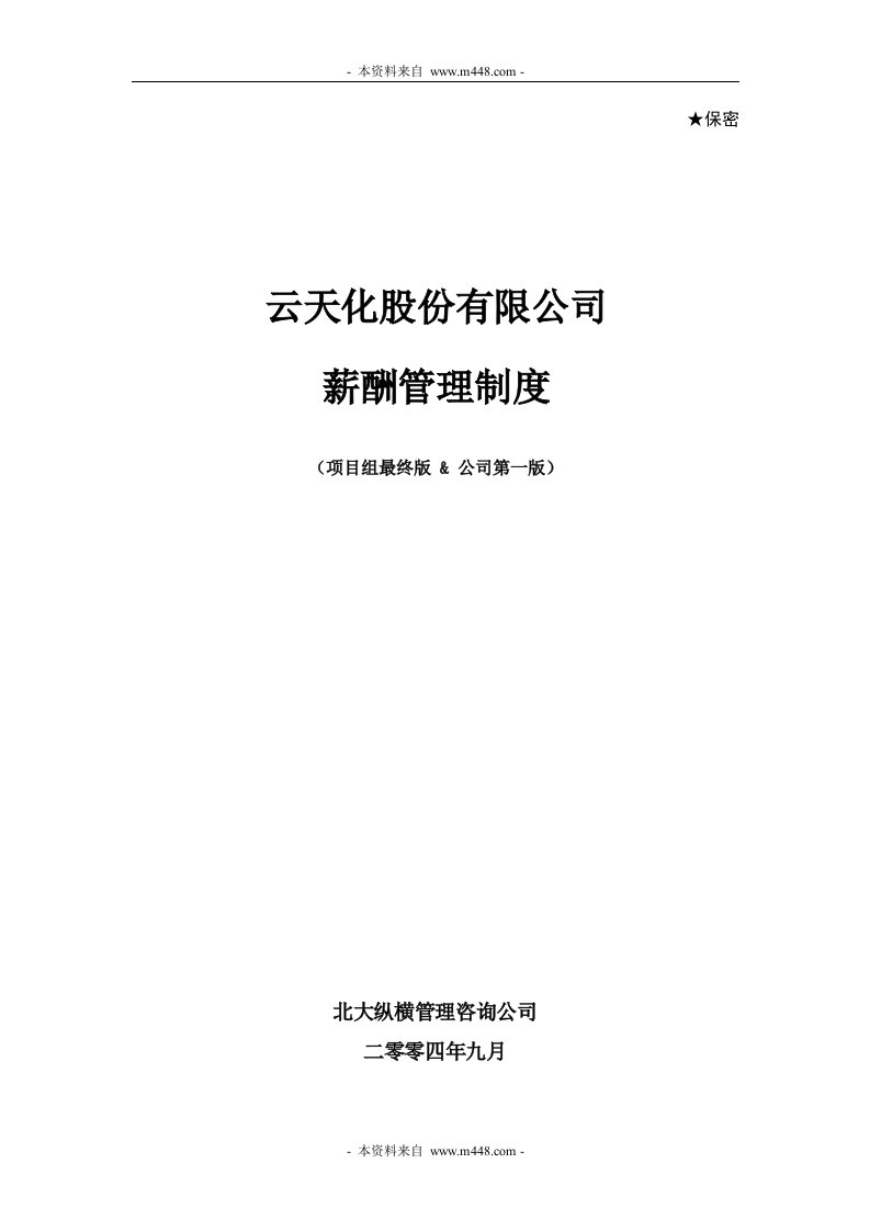 《云天化化工(化肥)公司薪酬福利管理制度》(28页)-人事制度表格