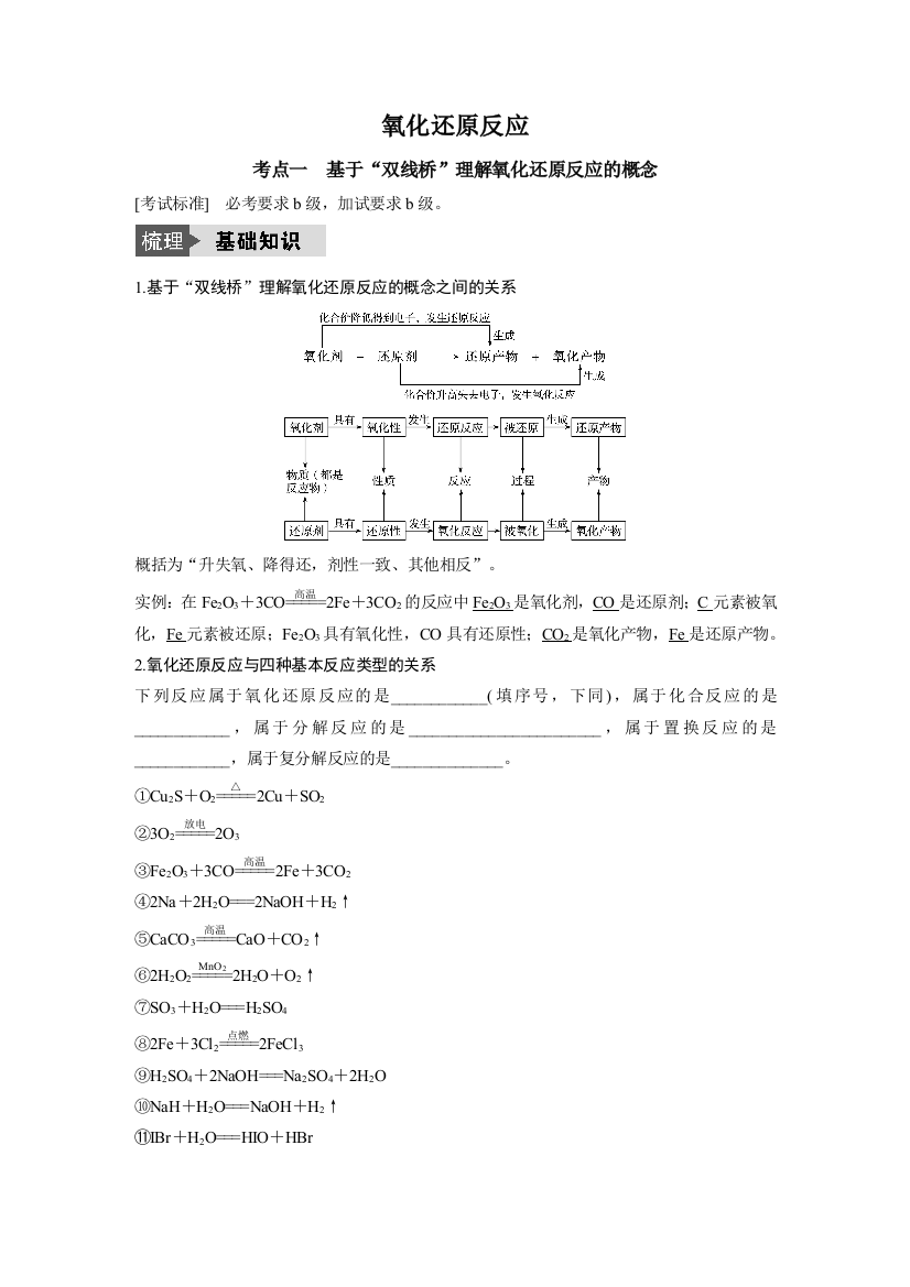 氧化还原反应复习学案