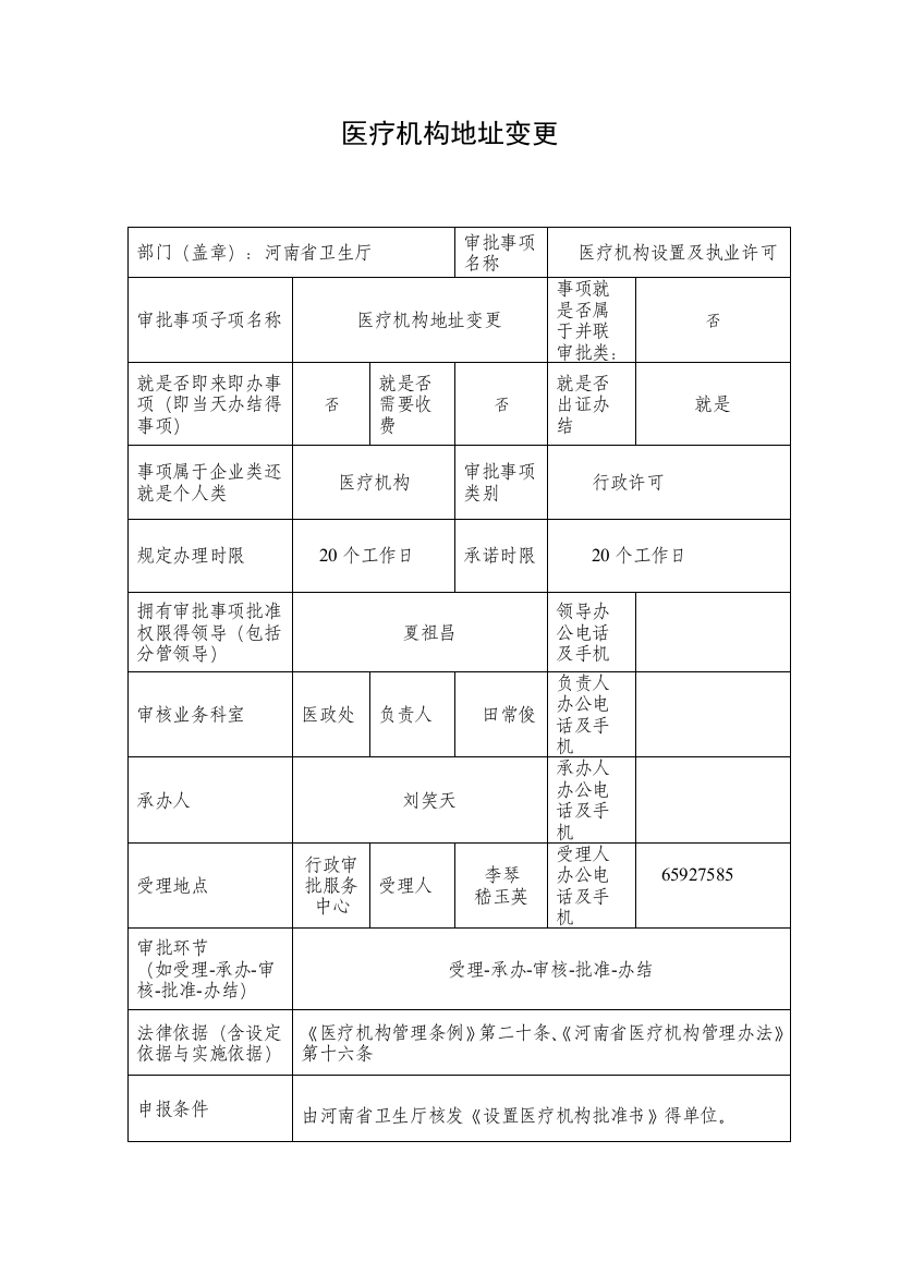 医疗机构地址变更