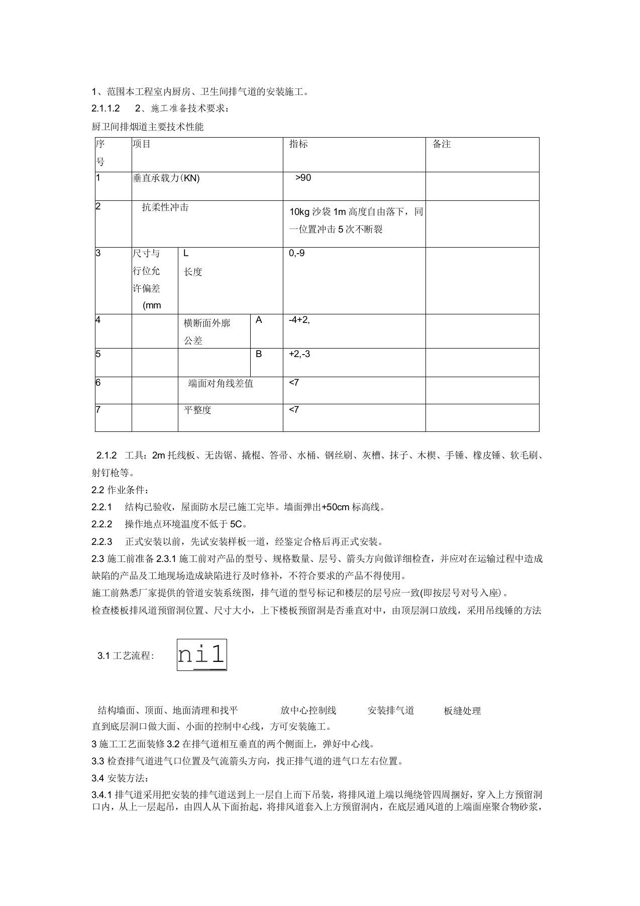 厨房卫生间排烟道安装技术交底