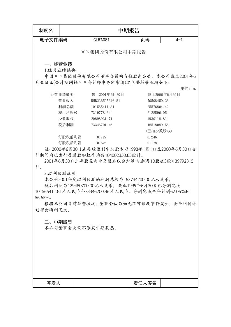 国际化企业通用管理文案(81)中期报告