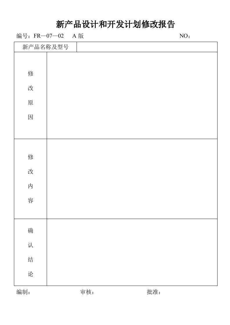 新产品设计和开发计划修改报告