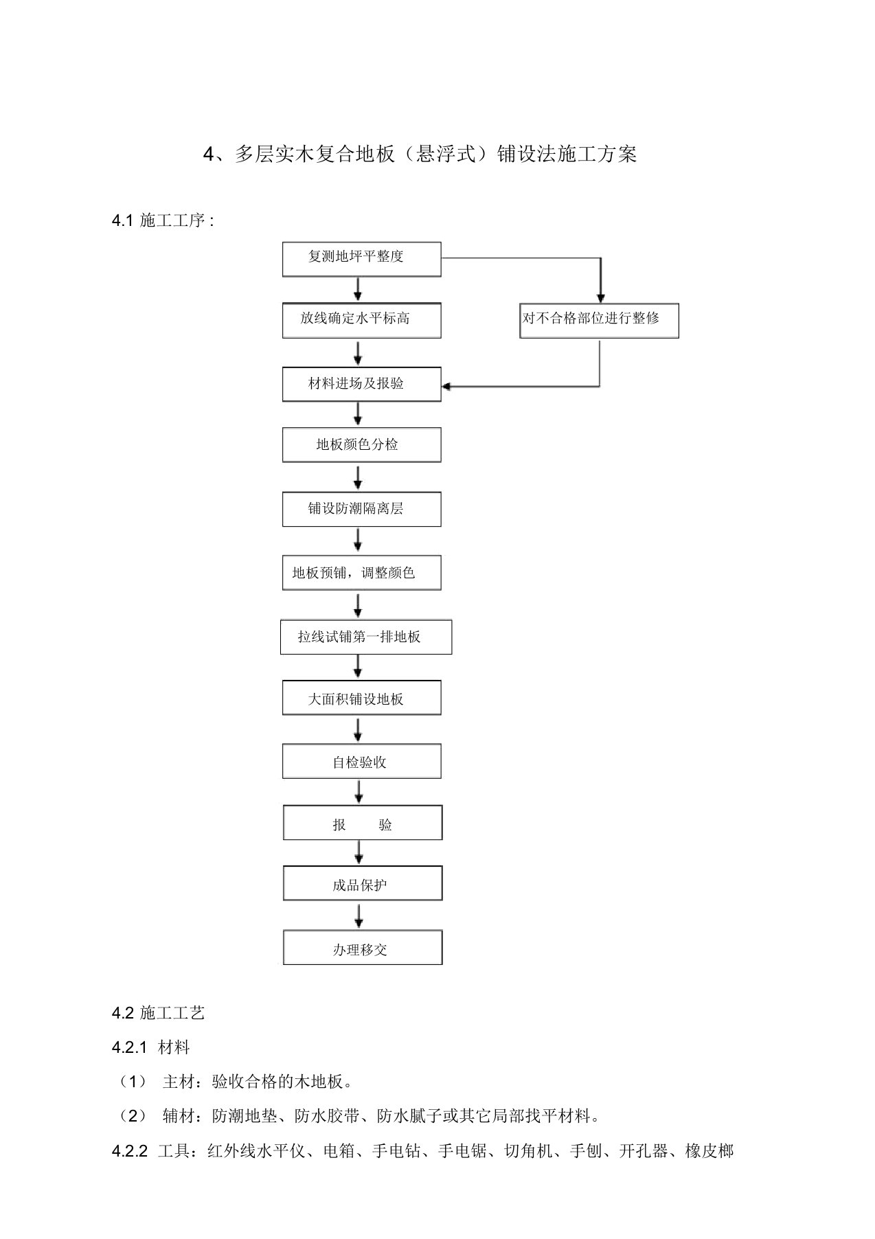 《多层实木复合地板铺设施工方案》