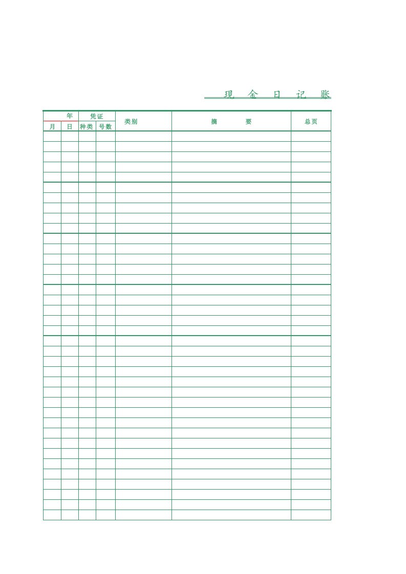 现金日记账模板(EXCEL)