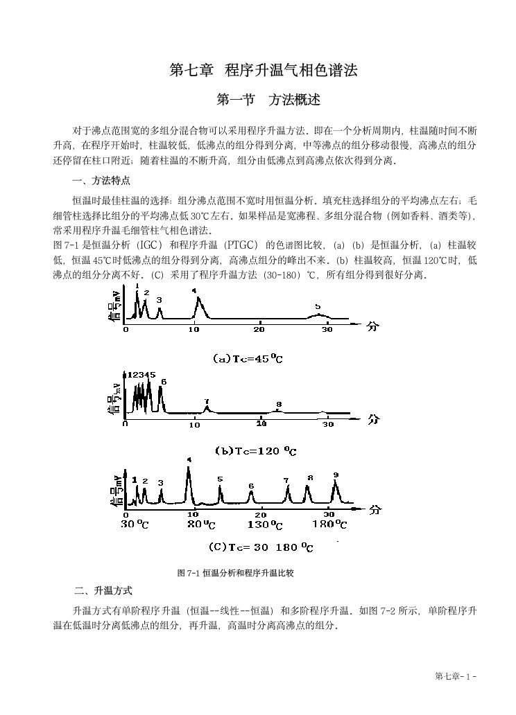 色谱分析第七章程序升温气相色谱法