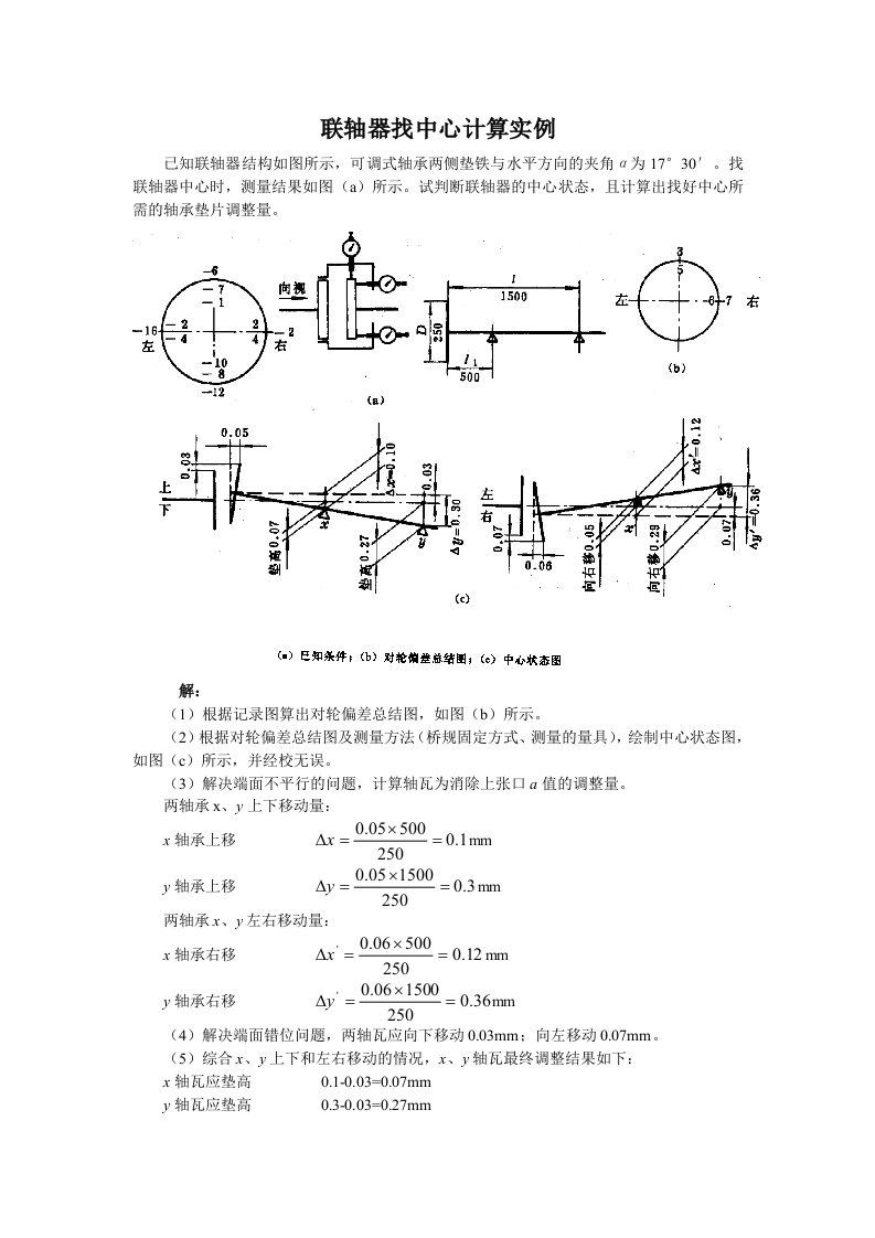 联轴器找中心计算实例