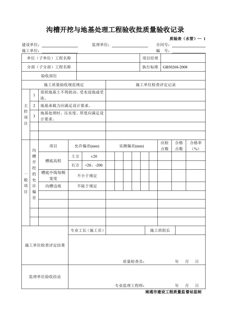 建筑工程-雨水管道工程质验表