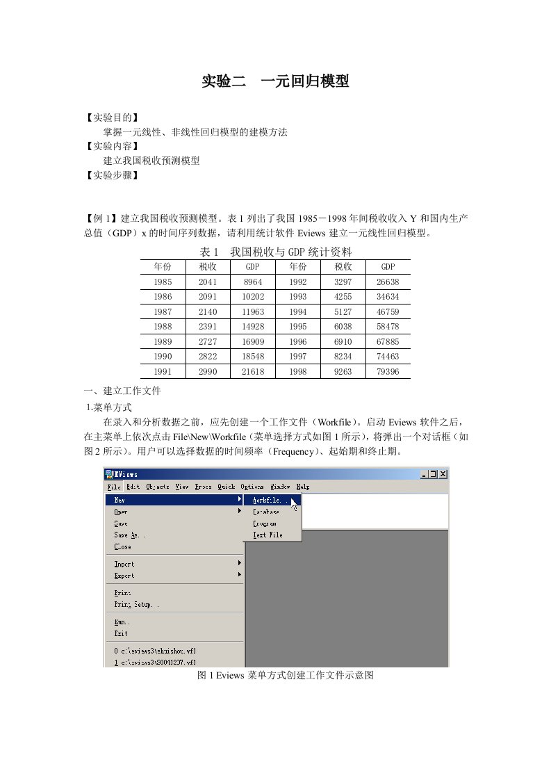 计量经济学实验2一元回归模型