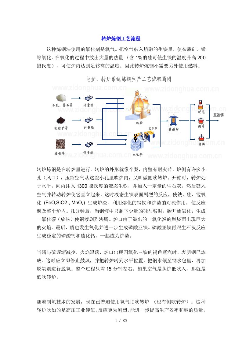 转炉炼钢工艺流程