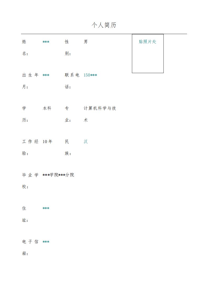 计算机软件技术总监个人简历