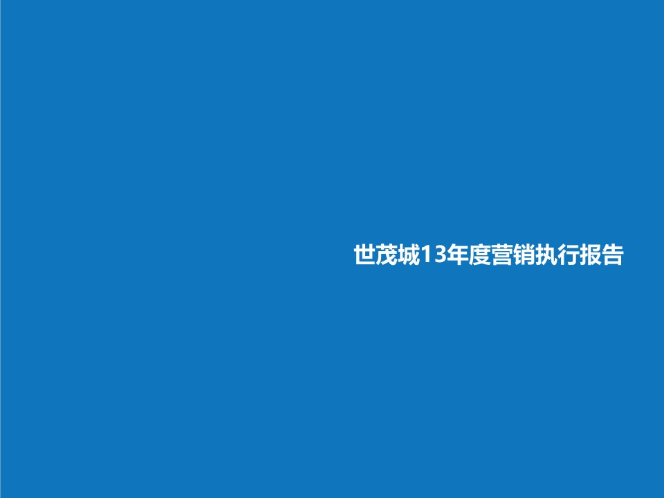 年度报告-龙泉大面镇世茂城13年度营销执行报告终